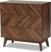 [Baxton Studio] Chests, Engineered Wood, Walnut Brown, 3-Drawer