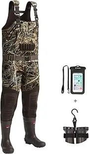 [TideWe] Hunting Wader with 200G Insulation Rubber Boot,Waterproof Cleated Neoprene Bootfoot Fishing Chest Waders
