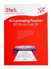 STAT LAMINATING POUCH A4 80 MICRON PK50