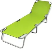 Outdoor Folding Recliner Sun Bed Lounge Pool Beach Chair Sunbake Green Adjust