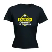 Caution Cranky Old Woman - Funny Novelty Womens T-Shirt T Shirt Tshirt