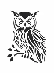 Great Horned Owl Bird in Tree Stencil Joanie Home Decor Cabin DIY Art Signs