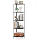 Tall End Side Table 58.6" Height Corner Book Shelf with Storage 5 Tier Black