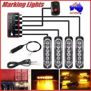4X Amber LED Car Truck Emergency Warning Hazard Flash Strobe Light Bar W/ Remote