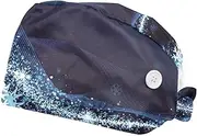 [FVQL] Scrub Caps Women, 2 Pieces Bouffant Caps with Sweatband, Christmas Tree Snowflake