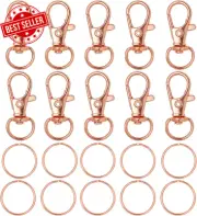 100PCS Premium Lobster Clasp with Key Rings,Swivel Snap Hooks for Keychain Clip