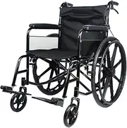 24 INCH Lightweight Foldable Wheelchair with Park Brakes and Free Flip Armrests – Perfect for Elderly Comfort and Convenience!