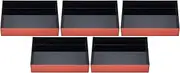 Set of 5 [A] 9 inch Long Hand Flower Housing Shokado Vermilion Pearl Inner Black Painted Parent [10.6 x 7.2 x 2.3 x Inner Dimensions 26.2 x 17.5 x 5.2 cm ] | Shokado Bento