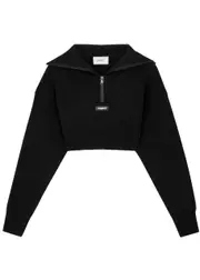 Coperni Half-zip Cropped Stretch-wool Jumper - Black - M M