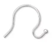 10 Silver Plated Brass 10mm Earwire with Hook & Open 1mm Ball Loop Earrings