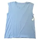 Talbots ORGANIC COTTON INTERLOCK CAP SLEEVE TEE NWT Light Blue Large