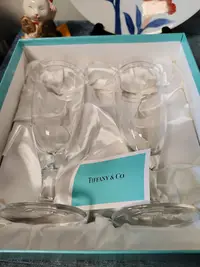 在飛比找Yahoo!奇摩拍賣優惠-日本回流 中古正品保存品Tiffany蒂芙尼水晶香檳杯高跟杯