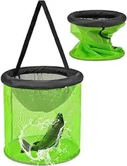 Fish Basket - Folding Live Lure Storage Cage - Portable Floating Mesh Basket Net for Crayfish Catfish Lures Storage Clamming Crabbing Fly Fishing