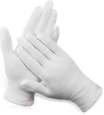 12 Pairs XL White Cotton Gloves for Dry Hand Moisturizing Cosmetic Eczema Han...