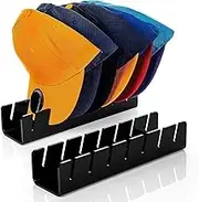 2 pcs Hat Stand for Baseball Caps,No Install Acrylic Hat Storage Organizer for 14 Baseball Caps Hat Rack Baseball Caps Display for Bedroom Closet Dresser Entrance(Black)