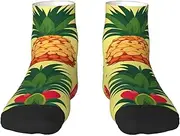 [EdWal] Pineapple print Men's Moisture Control Crew Socks Socks For Men and Women Gifts For Golf, Hunting, Camping