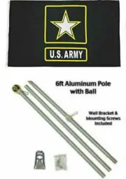 2x3 2'x3' U.S. Army Star Flag Aluminum Pole Kit Gold Ball Top