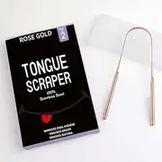 Generic Tongue Cleaner for Adults (2 Pack), Reduce Bad Breath (Travel Cases Included), Stainless Steel Tongue Cleaners, Metal Tongue Scraper, Tounge Scraper - Fresher Breath in Seconds (ROSE GOLD)
