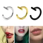 10mm Titanium Steel Lip Rings Cuff Clip on Fake Labret Piercing Nose Ear K3A3