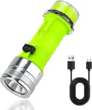 1500 Lumen Rechargeable Diving Flashlight, Ipx8 Waterproof LED Torch, 3 | Green