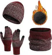 [Generic] Scarf Sets for Women | Beanie Hat Neck Warmer - Winter Beanie Hat and Scarf, Touch Screen Gloves, Hats and Gloves for Men Women