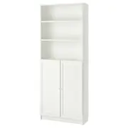 BILLY bookcase with doors, white, 80x30x202 cm