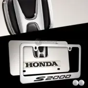 2pcs HONDA S2000 3D Stainless Steel License Plate Frame w/ Caps - Front & Back
