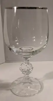 Bohemia Crystal Wine Glasses ~ NEW Vintage ~ Set of 6 ~ Platinum Band ~ 8 oz