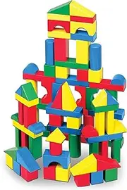 Melissa & Doug Wooden Building Blocks Set (Developmental Toy, 100 Blocks in 4 Colors and 9 Shapes, Great Girls and Boys - Best for 3, 4, 5, 6, 7, and 8 Year Olds)