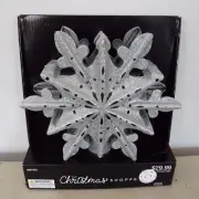 LED Lit Tree Topper The Christmas Shoppe Silver Glitter Star Snowflake Lighted