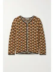 [BATSHEVA] BATSHEVA - Tulip Intarsia Alpaca Cardigan - Light brown - x small x small Brown
