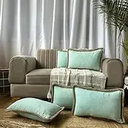 kirruu 12 x 20 Inch Rectangular Cotton Soft Cushion Lumbar Plain Pillow Filler with Coordinated Set of 5 Cushion Fillers - for Home Decor Farmhouse Uses.