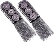 BELLIFFY Set of 2 Metal Tassel Epaulettes Shoulder Epaulets Tassel Epaulets Decor Fringe Epaulet for Costume Uniform Accessories