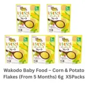 Wakodo Baby Corn & Potato Flakes 60gX5 – Hokkaido Ingredients| From 5 Months