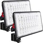 2 Pack 200W LED Outdoor Flood Light, IP66 Waterproof Plug in Flood Lights, 6500K Floodlight for Yard, Garden, Playground, Lawn, Garage, Basketball Court