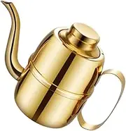 Housoutil 1pc Olive Oil Dispenser, 24oz Bacon Grease Container, Golden Stainless Steel Oil Pot Oil Storage Can for Kitchen Cooking, Frying, Baking, BBQ Pancake, Air Fryer