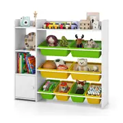 Giantex Kids Bookshelf Toy Storage Organizer w/8 Boxes Multipurpose Toddler Bookcase Green