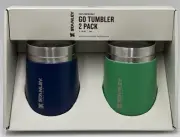 Stanley Go Tumbler 2 Pack Insulated Mugs Wine Cups Blue Green 10oz NIB