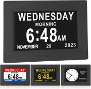 7 Inch Extra Large Day Date Time Digital Day Calendar Clock with Auto-Dimming 12