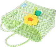 Luxshiny Cute Small Wicker Basket with Handle for Storage Handwoven Flower Basket Organizer for Crafts Beach Tote and Picnic Durable Woven Material Versatile Fit for Cars and Homes