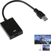 USB to HDMI Adapter for Multi-Display, USB 3.0/2.0 to HDMI Adapter Cable Video Converter for Windows 7 8 10, Laptop HDTV, High-Definition 1080P Graphics, Mirror & Extend Modes, Easy Installation