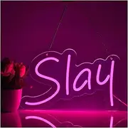 Hanging Art Neon Signs Slay LED Neon Sign USB Powered Dimmable Slay Neon Light for Party Wall Decoration Atmosphere Signs 20.32cm×38.1cm