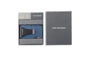 Van Heusen Men's Metal Credit Card Holder Slim w Money Clip Wallet Textured Blue