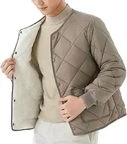 [JEShifangjiusu] Men's Casual Windproof Jacket Quilted Puffer Coat Windbreaker Lightweight Sportswear, Khaki 1, M