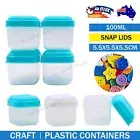 20pcs Square Plastic Container 100ml Tins Craft Storage with Snap Lids Jars AU