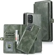 [Cavor] for Samsung A71 Wallet Case,for Samsung Galaxy A71 4G Case,2 in 1 Magnetic Detachable Case Leather Flip Cover with Stand Feature & Card Slots & Wristlet Strap (6.7")-Green