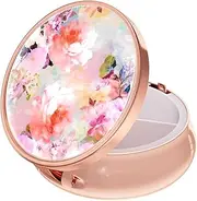 Rouidr Travel Pill Organizer, Small Pill Box, 3 Compartment Cute Pill Case for Purse, Portable Medicine Pill Holder to Hold Vitamins, Fish Oil, Supplements & Medication, Rose Gold(Watercolor Flower)