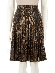 Brown Leopard Print Pleated Skirt