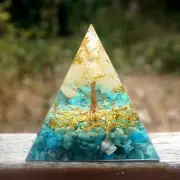 Tree of Life Orgonite Pyramid Turquoise Clear Quartz Gemstone Orgone Decoration