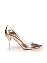 Gold Leather Pointed-Toe Pumps